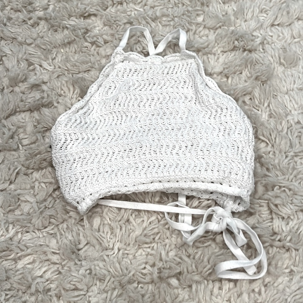 knit white cropped tank